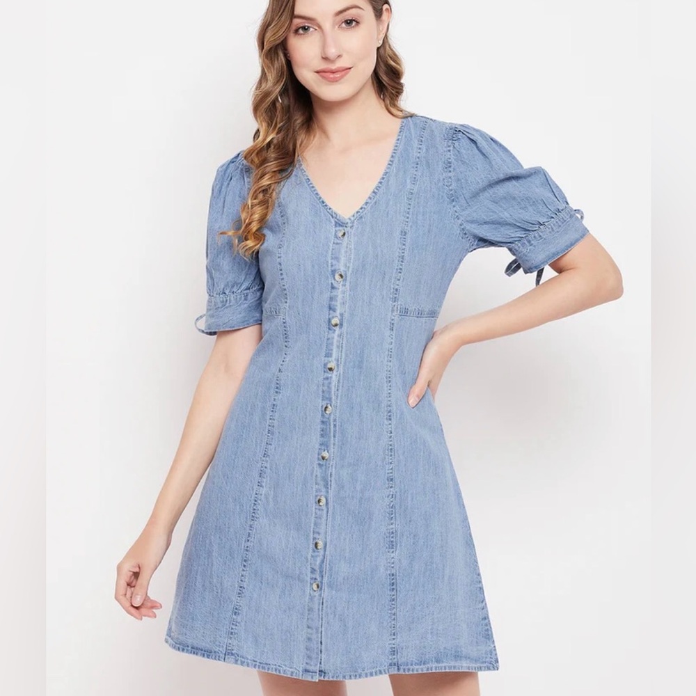 Sim & Sam Denim Button Down Mini Dress